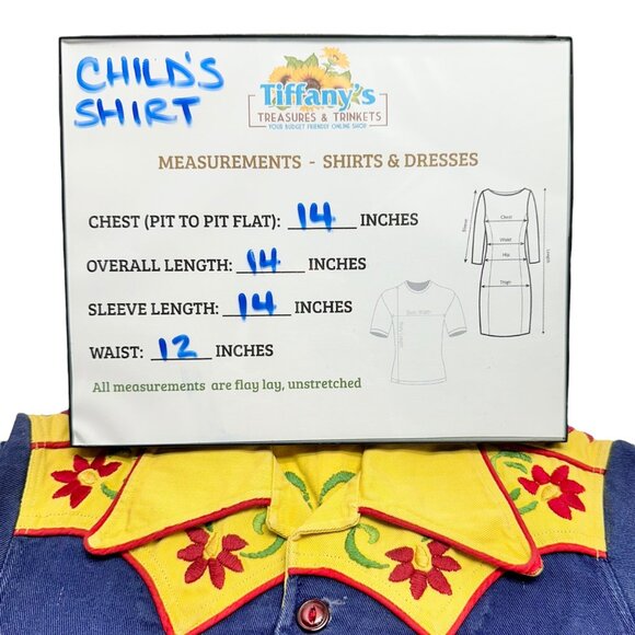 Charles Paddock Vintage Childs Western Shirt Blue Yellow Red Piping Embroidered - Picture 7 of 7